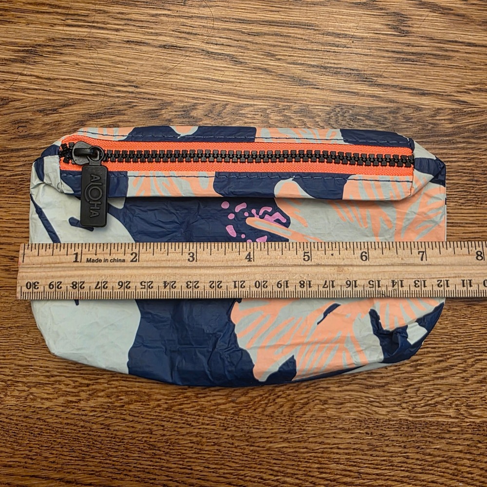 Aloha Collection Splash Proof Pouch Samudra Pape'ete Navy Peach Hibiscus Bag - Picture 7 of 9